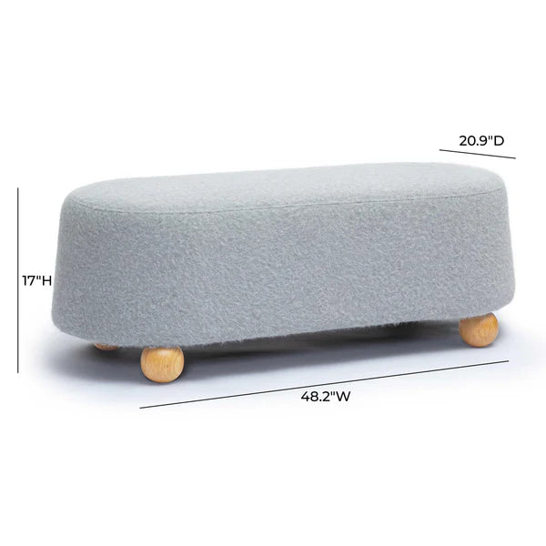 Jaine Stone Grey Loose Mohair Large Ottoman | BeBoldFurniture