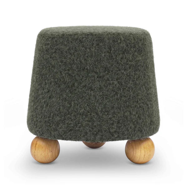 Jaine Forest Green Loose Mohair Ottoman | BeBoldFurniture