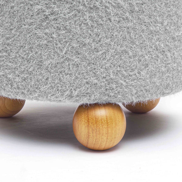 Jaine Stone Grey Loose Mohair Ottoman | BeBoldFurniture
