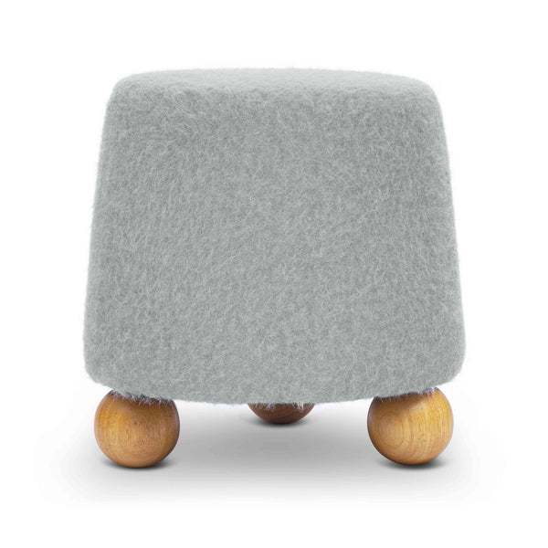 Jaine Stone Grey Loose Mohair Ottoman | BeBoldFurniture