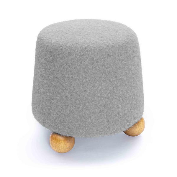 Jaine Stone Grey Loose Mohair Ottoman | BeBoldFurniture