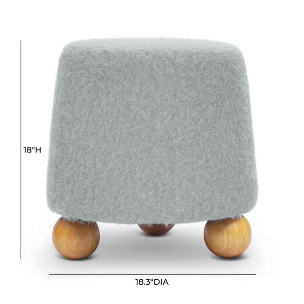 Jaine Stone Grey Loose Mohair Ottoman | BeBoldFurniture