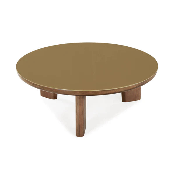 Oani Walnut and Glass Round Coffee Table | BeBoldFurniture