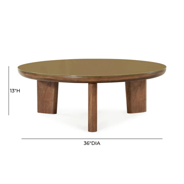 Oani Walnut and Glass Round Coffee Table | BeBoldFurniture