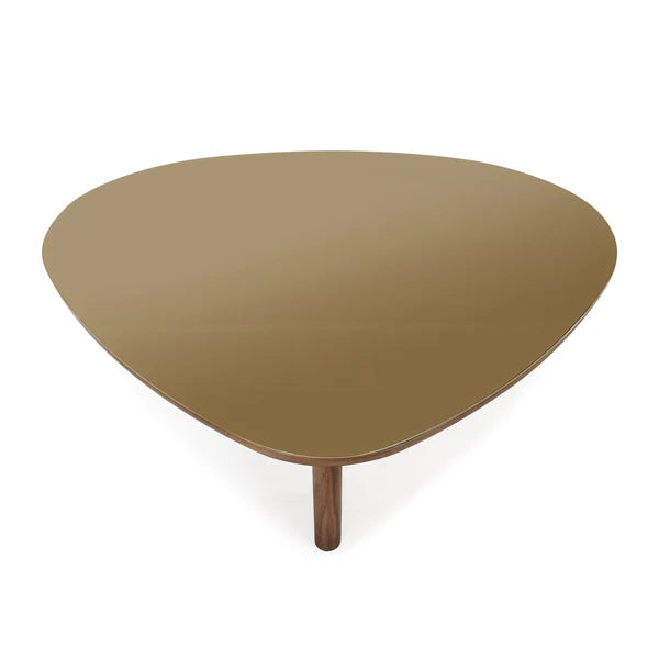 Oani Walnut and Glass Triangular Coffee Table | BeBoldFurniture