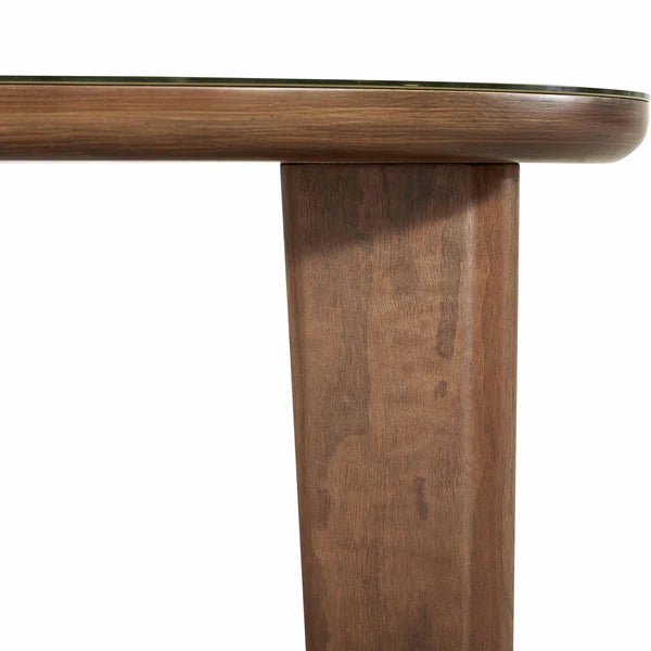 Oani Walnut and Glass Triangular Coffee Table | BeBoldFurniture