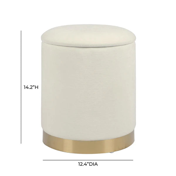 Zoe Cream Chenille Storage Ottoman | BeBoldFurniture