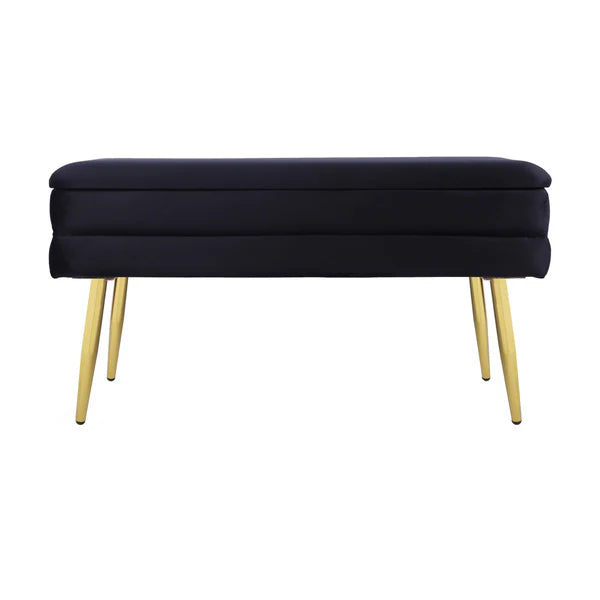 Ziva Black Velvet Storage Bench | BeBoldFurniture