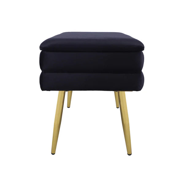 Ziva Black Velvet Storage Bench | BeBoldFurniture