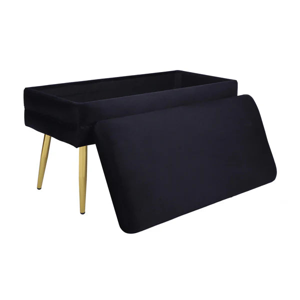 Ziva Black Velvet Storage Bench | BeBoldFurniture
