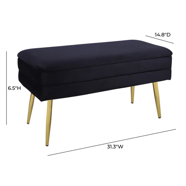 Ziva Black Velvet Storage Bench | BeBoldFurniture