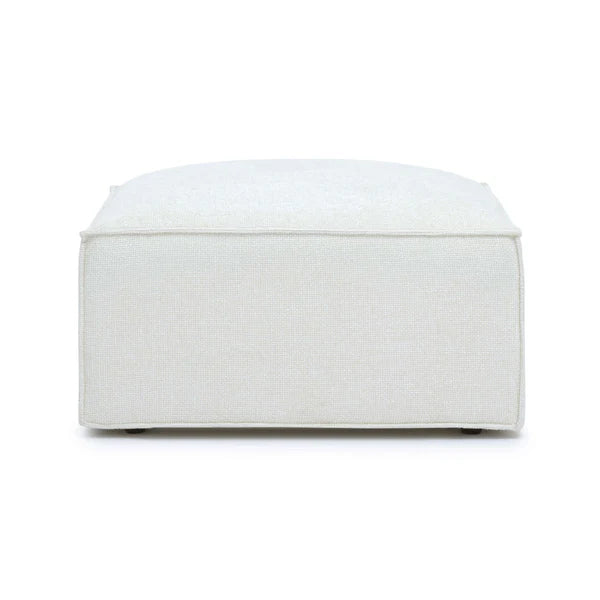 Mindy Cream Chenille Basketweave Ottoman | BeBoldFurniture