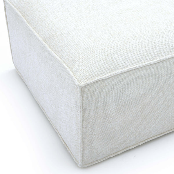 Mindy Cream Chenille Basketweave Ottoman | BeBoldFurniture