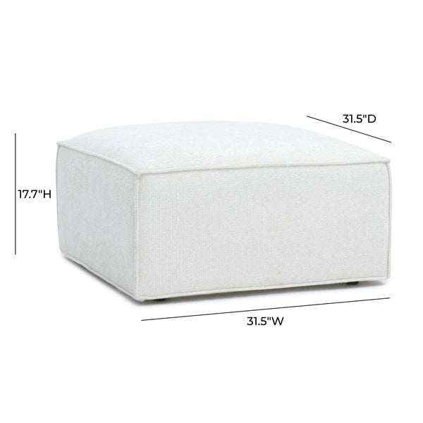 Mindy Cream Chenille Basketweave Ottoman | BeBoldFurniture