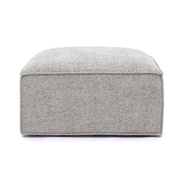 Mindy Taupe Chenille Basketweave Ottoman | BeBoldFurniture