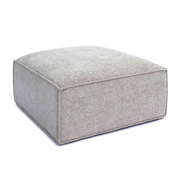 Mindy Taupe Chenille Basketweave Ottoman | BeBoldFurniture