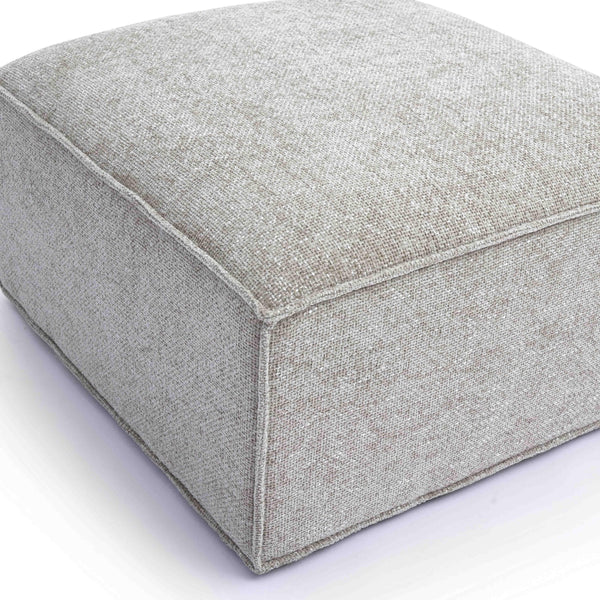 Mindy Taupe Chenille Basketweave Ottoman | BeBoldFurniture