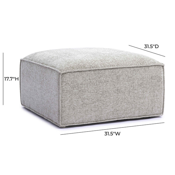 Mindy Taupe Chenille Basketweave Ottoman | BeBoldFurniture