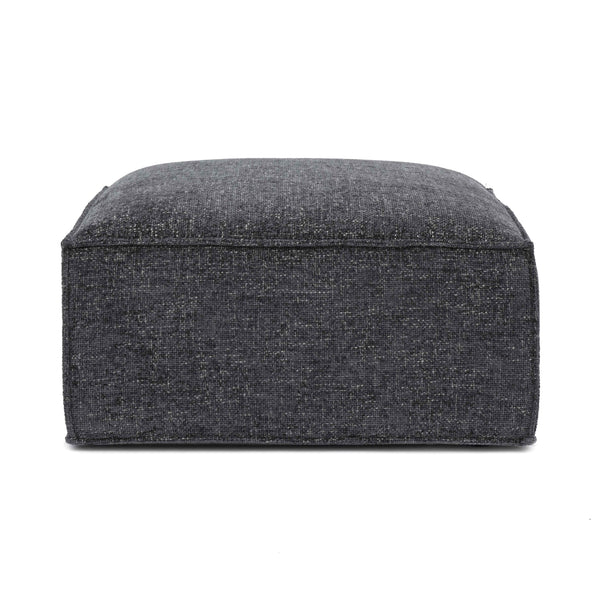 Mindy Charcoal Chenille Basketweave Ottoman | BeBoldFurniture