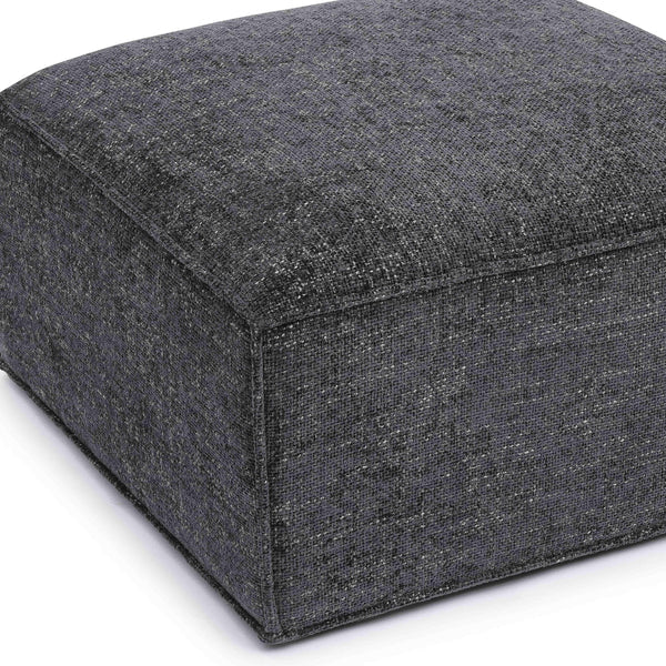 Mindy Charcoal Chenille Basketweave Ottoman | BeBoldFurniture