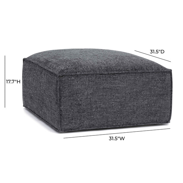 Mindy Charcoal Chenille Basketweave Ottoman | BeBoldFurniture