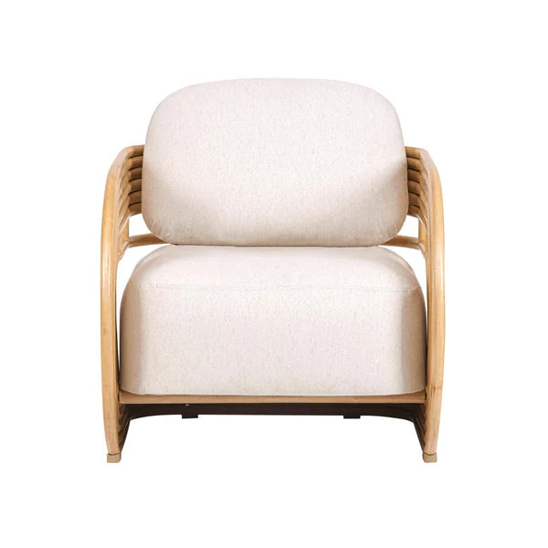 Lauretta Cream Fabric and Natural Rattan Accent Chair | BeBoldFurniture