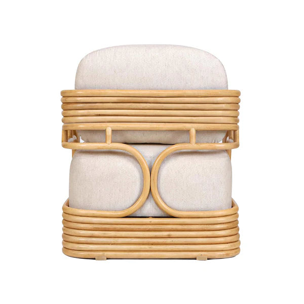 Lauretta Cream Fabric and Natural Rattan Accent Chair | BeBoldFurniture