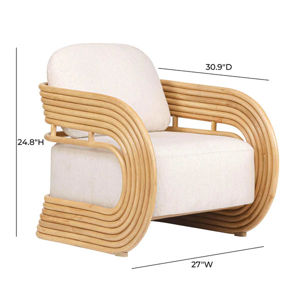 Lauretta Cream Fabric and Natural Rattan Accent Chair | BeBoldFurniture