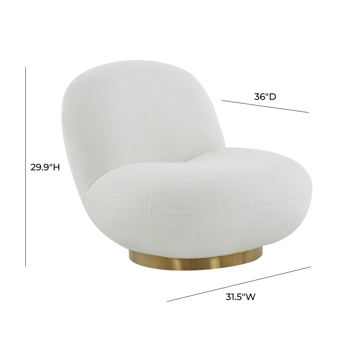 Emily White Boucle Swivel Chair | BeBoldFurniture