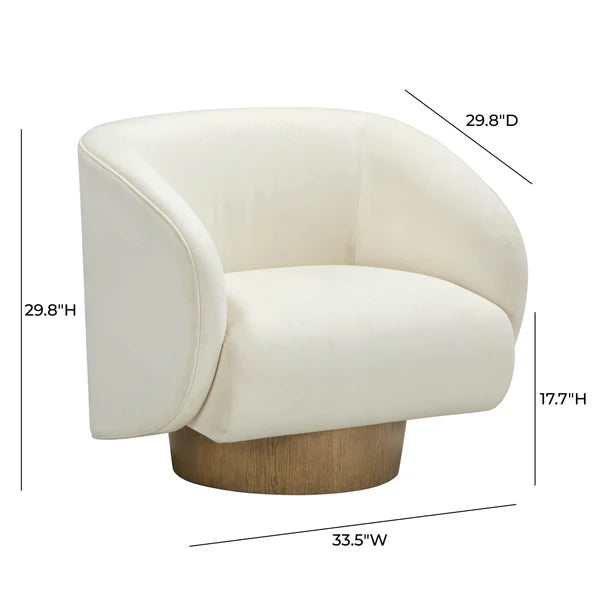 Presley Cream Velvet Swivel Accent Chair | BeBoldFurniture