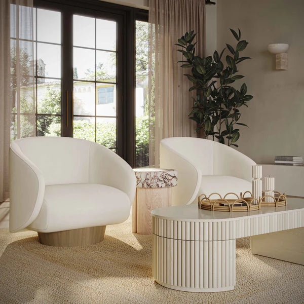 Presley Cream Velvet Swivel Accent Chair | BeBoldFurniture