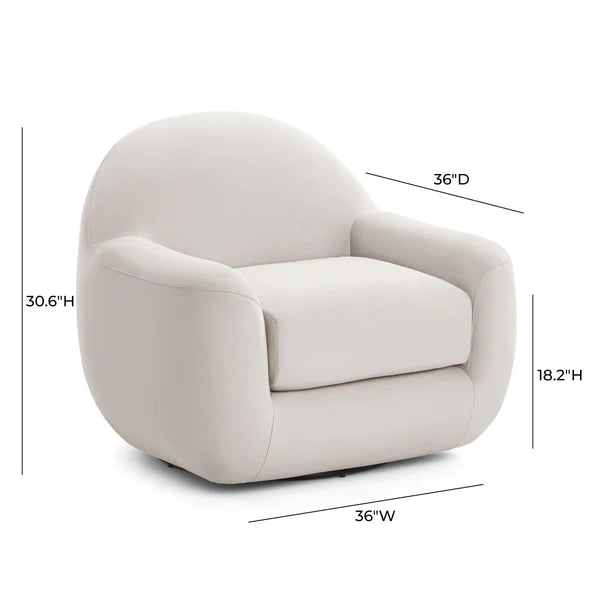 Tiago Cream Velvet Swivel Chair | BeBoldFurniture