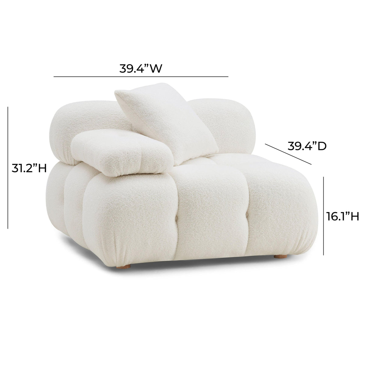 Calliope Cream Vegan Shearling Modular Corner Chair | BeBoldFurniture