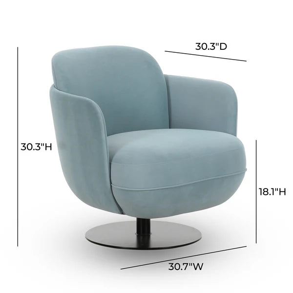 Solange Blue Shadow Velvet Swivel Chair | BeBoldFurniture