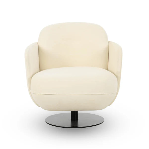 Solange Cream Velvet Swivel Chair | BeBoldFurniture