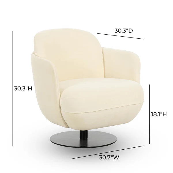 Solange Cream Velvet Swivel Chair | BeBoldFurniture