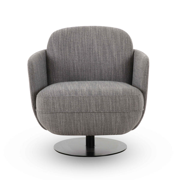 Solange Grey Textured Weave Swivel Chair | BeBoldFurniture
