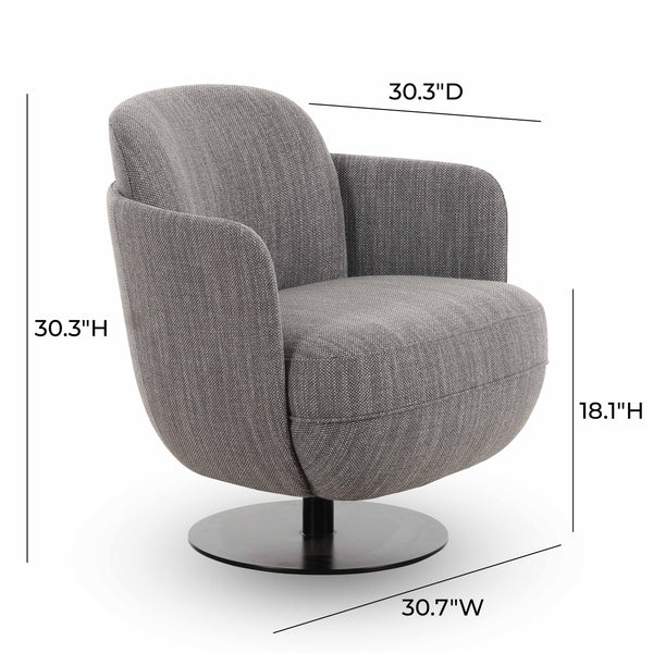 Solange Grey Textured Weave Swivel Chair | BeBoldFurniture