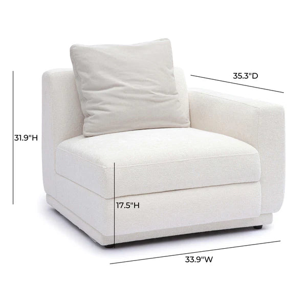 Perry Cream Chenille Modular RAF Corner Chair | BeBoldFurniture