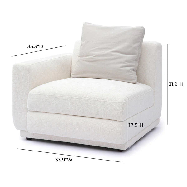 Perry Cream Chenille Modular LAF Corner Chair | BeBoldFurniture