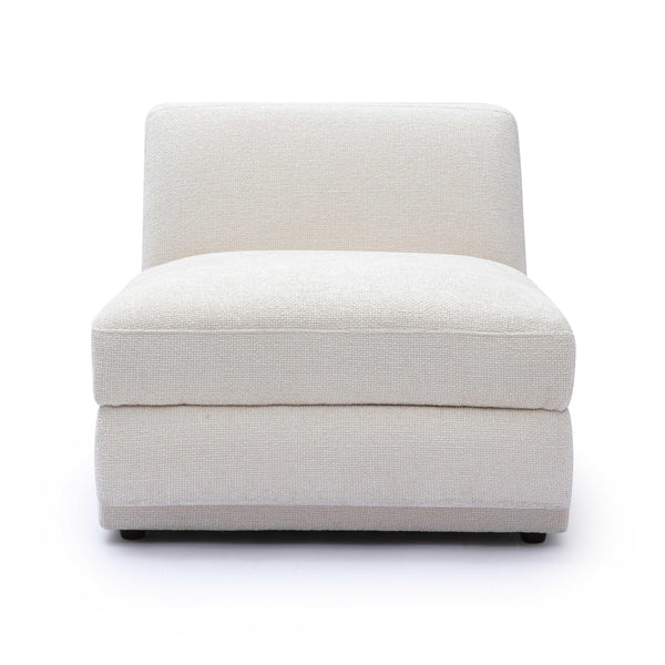 Perry Cream Chenille Modular Armless Chair | BeBoldFurniture