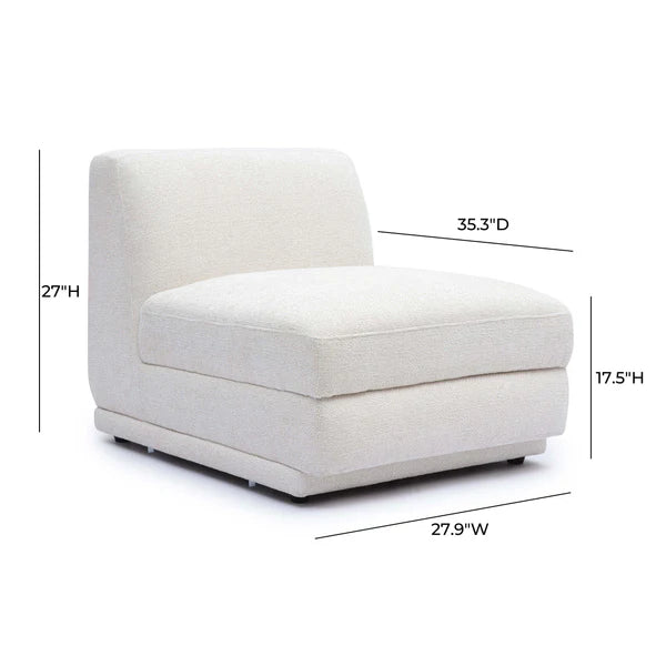 Perry Cream Chenille Modular Armless Chair | BeBoldFurniture