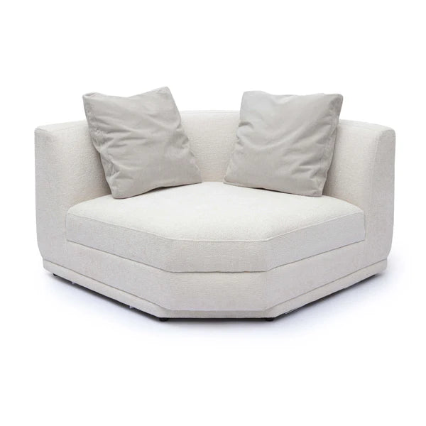 Perry Cream Chenille Modular Wedge Corner Chair | BeBoldFurniture