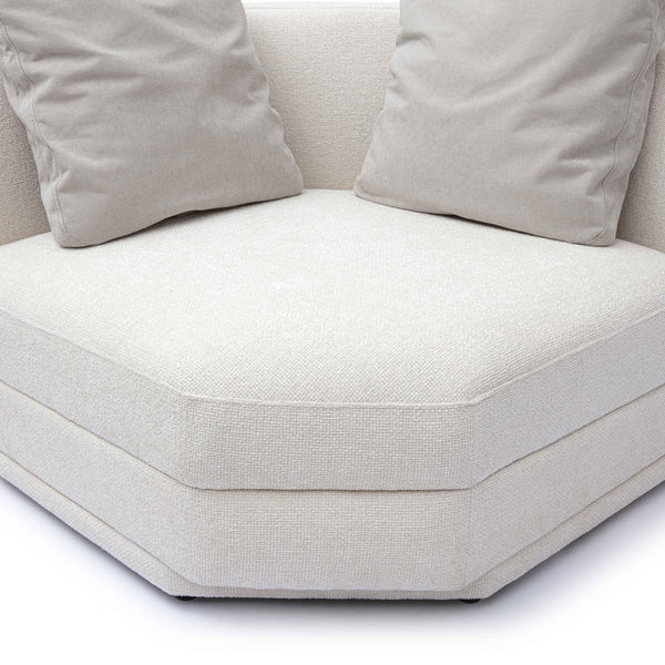 Perry Cream Chenille Modular Wedge Corner Chair | BeBoldFurniture