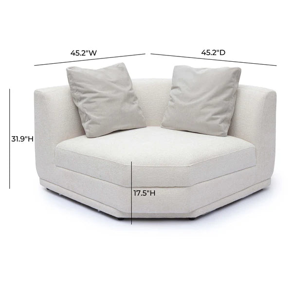 Perry Cream Chenille Modular Wedge Corner Chair | BeBoldFurniture