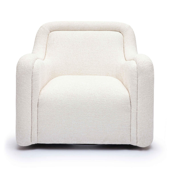 Charli Cream Basketweave Chenille Swivel Chair | BeBoldFurniture