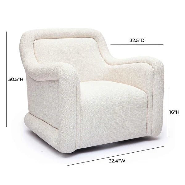 Charli Cream Basketweave Chenille Swivel Chair | BeBoldFurniture