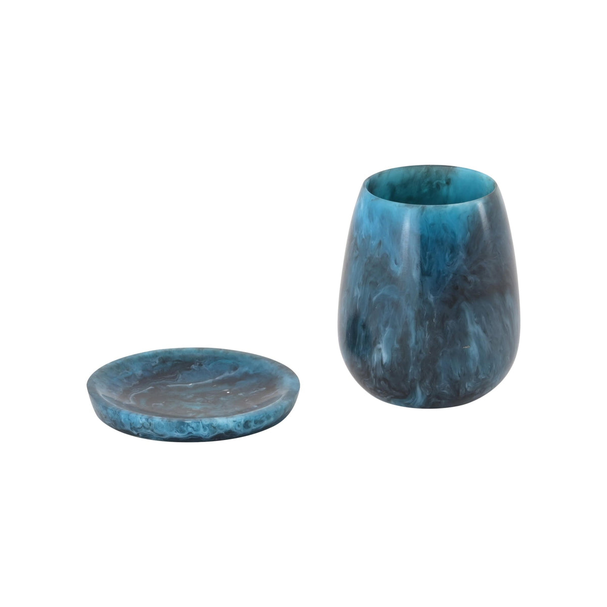 Rounded Blue Swirl Resin Kiddush Cup | BeBoldFurniture