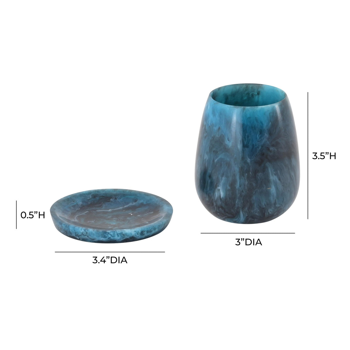 Rounded Blue Swirl Resin Kiddush Cup | BeBoldFurniture