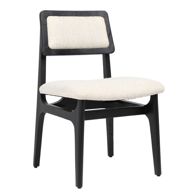 Silva Dining Chair Off White Boucle and Black  | BeBoldFurniture 